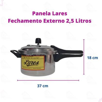 Imagem de Panela Pressão 2,5L Lares Flower Alumínio Fechamento Externo