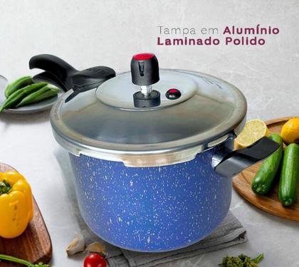 Imagem de Panela Pressão 4,5 Litros Fechamento Externo Antiaderente Teflon Varias Cores Cozimento Rapido