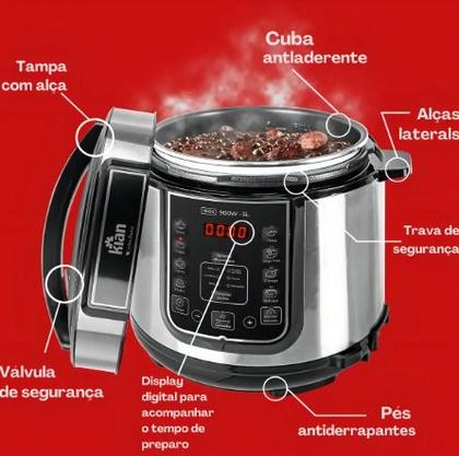 Imagem de Panela Pressão Eletrica 5L Inox 900V Kian 220V