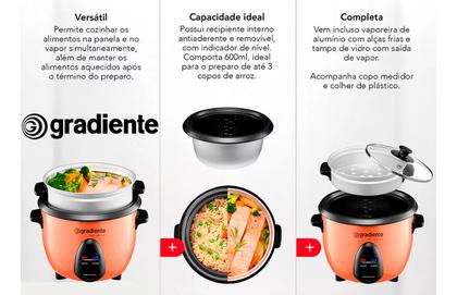 Imagem de Panela Risoteira Gradiente Multiuso Com Vaporeira Allday Cor Cobre PGPM172 Frequência 60Hz