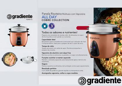 Imagem de Panela Risoteira Gradiente Multiuso Com Vaporeira Allday Cor Cobre PGPM172 Frequência 60Hz
