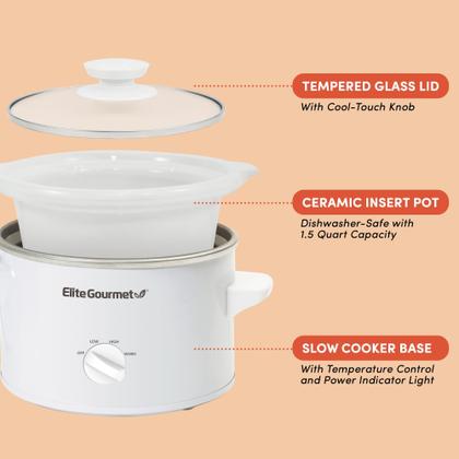 Imagem de Panela Slow Cooker Cerâmica Elite Gourmet MST-250XW - 1,5L