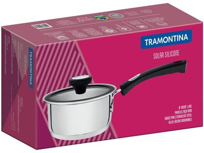 Imagem de Panela Tramontina Solar Silicone em Aço Inox com Fundo Triplo 16 cm 1,4 L