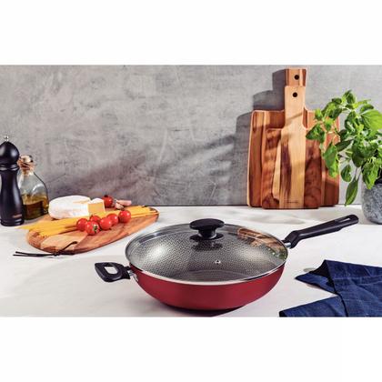 Imagem de Panela Wok Antiaderente com tampa + Espátula de Cozinha Tramontina Loreto 28cm 3,3l