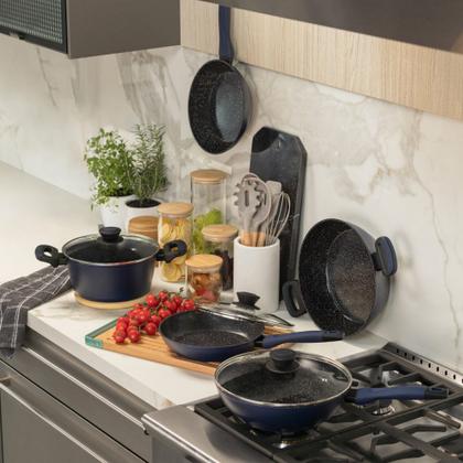 Imagem de Panela Wok Everyday 28 cm 4,1 L Azul em Alumínio Forjado com Revestimento Antiaderente Indução Oxford