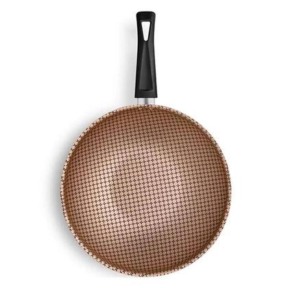Imagem de Panela Wok Flora Chocolate 4,3 Litros 28cm SuperFlon em Alumínio com Tampa 9198 MTA