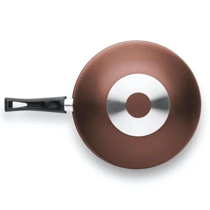 Imagem de Panela Wok Flora Chocolate 4,3 Litros 28cm SuperFlon em Alumínio com Tampa 9198 MTA