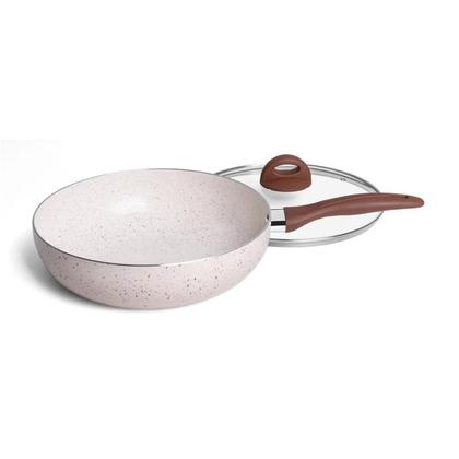 Imagem de Panela Wok Granada Cerâmic Life Smart Plus de Indução Com Tampa 28cm 3,4L Vanilla 4774/143 Brinox