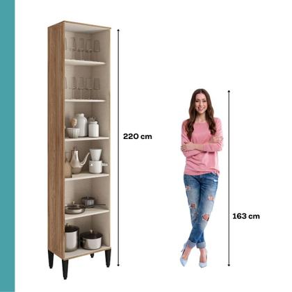 Imagem de Paneleiro 1 Porta + 1 Porta de Vidro 5 Prateleiras Lótus Carraro Freijó