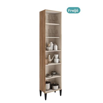 Imagem de Paneleiro 1 Porta + 1 Porta de Vidro 5 Prateleiras Lótus Carraro Freijó