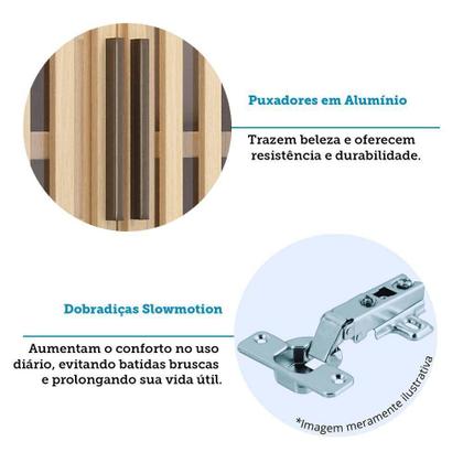 Imagem de Paneleiro 100% Mdf 4 Portas 70cm Aura Luciane Móveis Carvalho