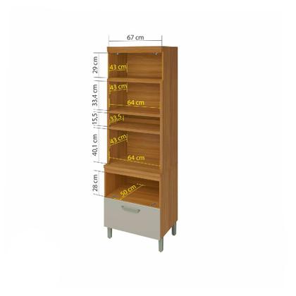 Imagem de Paneleiro 2 Portas 1 Gaveta Torre Quente Princesa 70cm Mdf - Nesher
