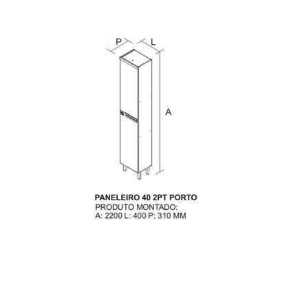 Imagem de Paneleiro 2 Portas 40cm 100% MDF Dobradiça Slow Motion New Porto Itatiaia