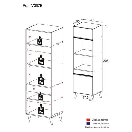 Imagem de Paneleiro 2 Portas 63cm para Forno e Microondas Veneza Multimóveis V3679