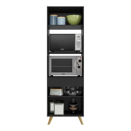 Imagem de Paneleiro 2 Portas p/ Forno e Microondas Veneza GB Multimóveis Preta