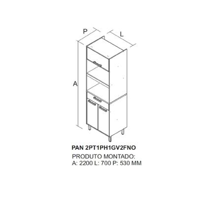 Imagem de Paneleiro 3 Portas 1 Gaveta 70cm Espaço para 2 Fornos Nápoles Itatiaia
