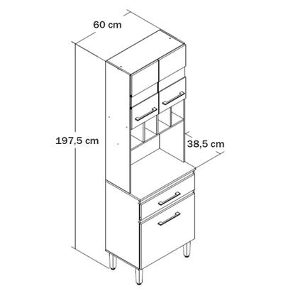 Imagem de Paneleiro 3 Portas 1 Gaveta com Vidro Co4211 Ipê/Cristalo/Petra - Decibal