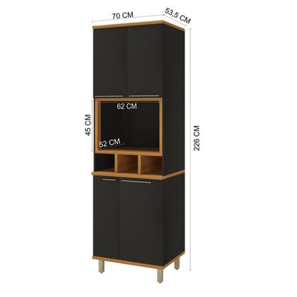 Imagem de Paneleiro 4 Portas com Nicho Forno para Cozinha Modulada Madri Preto/Chumbo