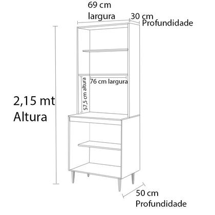 Imagem de Paneleiro 4 portas milla  com espaço para forno ou microndas amendoa off white puxador aluminio