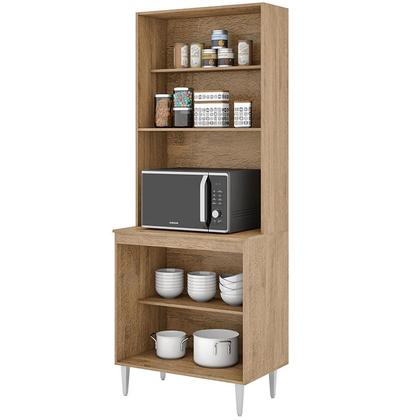 Imagem de Paneleiro 4 portas milla  com espaço para forno ou microndas amendoa off white puxador aluminio