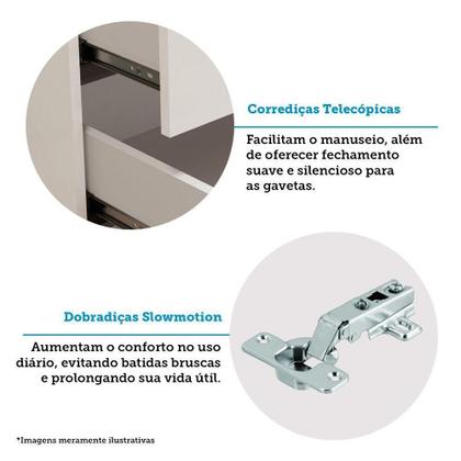 Imagem de Paneleiro 70 Cm 2 Portas 3 Gavetas Com Vidro Canelado Linea Pátina Ff/mocca Laca