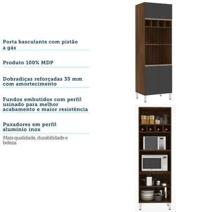 Imagem de Paneleiro 70 cm Duplo com 2 Nichos para Forno Microondas 3 Portas JadeLuciane Móveis