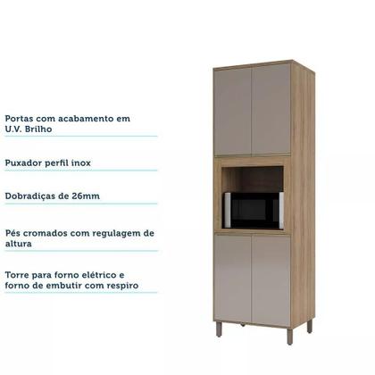 Imagem de Paneleiro 70 cm Nicho para Microondas 4 Portas de abrir 2 Prateleiras Mel Luciane Móveis