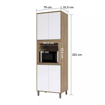 Imagem de Paneleiro 70 cm Nicho para Microondas 4 Portas de abrir 2 Prateleiras Mel Luciane Móveis