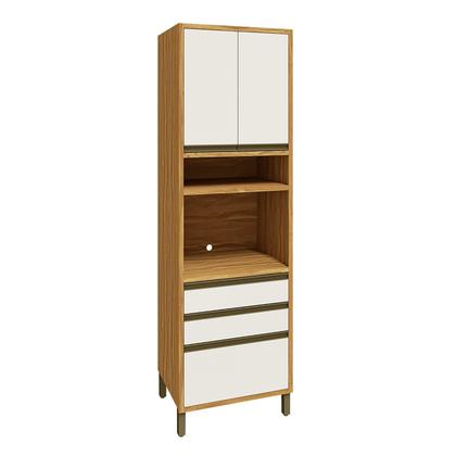 Imagem de Paneleiro 70cm 3 Portas e 2 Gavetas com Espaço para Micro-Ondas 100% MDF Barbados Espresso Móveis Bege/Amêndoa/Off White