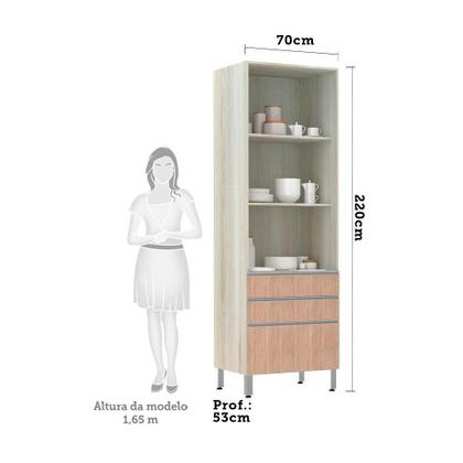 Imagem de Paneleiro 70Cm Vidro Bronze Lis Legno Crema Com Cumaru
