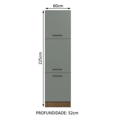Imagem de Paneleiro Armário de Cozinha 60 cm 3 Portas Rustic/Cinza Agata Madesa