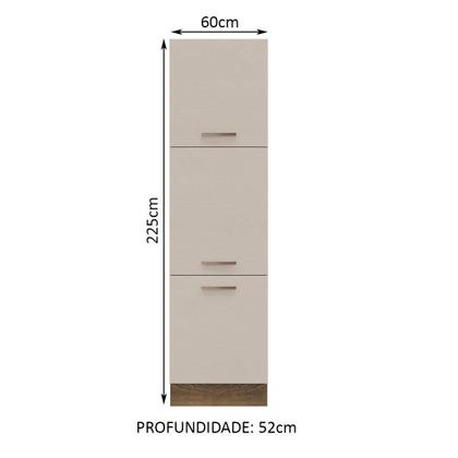 Imagem de Paneleiro Armário de Cozinha 60 cm 3 Portas Rustic/Crema Agata Madesa