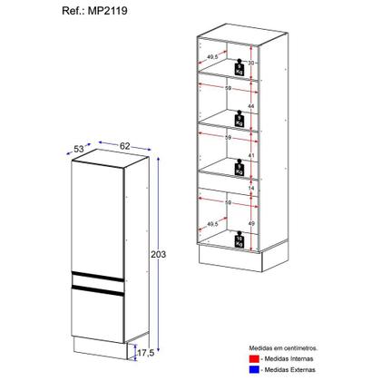 Imagem de Paneleiro com Rodapé 2 Portas Veneza Multimóveis MP2119.964 Branco/Preto