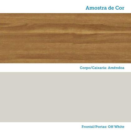 Imagem de Paneleiro Cristaleira 4 Portas e Vidro Reflecta 100% MDF 70cm Barbados Espresso Móveis Bege/Amêndoa/Off White