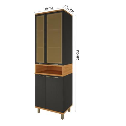 Imagem de Paneleiro Cristaleira 70cm 4 Portas 1 Nicho Vidros Reflecta para Cozinha Modulada Madri