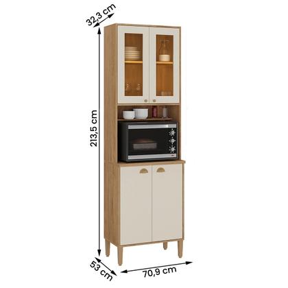 Imagem de Paneleiro Cristaleira Tunísia 4 Portas com Prateleiras 71cm