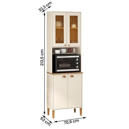 Imagem de Paneleiro Cristaleira Tunísia 4 Portas com Prateleiras 71cm