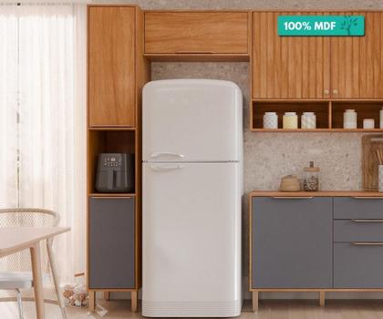 Imagem de Paneleiro De Cozinha 100%Mdf 37Cm 2 Portas Divina Mgm Móveis Freijó/Off White