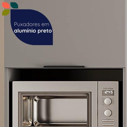 Imagem de Paneleiro de Cozinha 60cm com Rodapé para Micro-Ondas e Forno de Embutir 1 Porta e 1 Gaveta Lumina Cinza