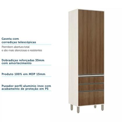 Imagem de Paneleiro de Cozinha 70 cm 2 Portas 3 Gavetas Linea Luciane Móveis