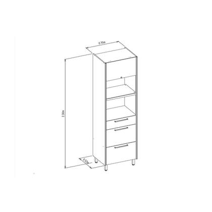Imagem de Paneleiro de Cozinha Atena c/ 2 Portas 2 Gavetas e 2 Nichos p/ Fornos 70cm Jequitiba/Off White Fosco - Linea Brasil
