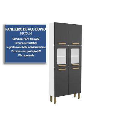 Imagem de Paneleiro de Cozinha Bella c/ 6 Portas (2 c/ Vidro) 80cm Grafite - Bertolini