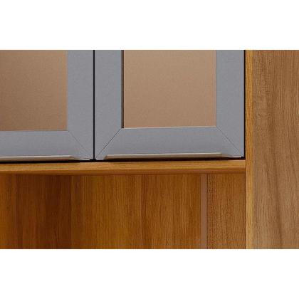Imagem de Paneleiro de Cozinha Cristaleira Celeste c/ 4 Portas (2 c/ Vidro Reflecta) e 1 Nicho 70cm Cinamomo/Off White - MGM