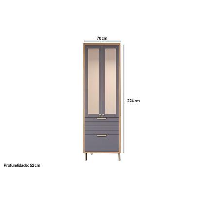 Imagem de Paneleiro de Cozinha Cristaleira Eloise c/ 3 Portas (2 c/ Vidro Reflecta e 1 Basculante) e 1 Gaveta 70cm Cinamomo/Off White - MGM