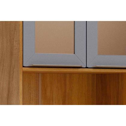 Imagem de Paneleiro de Cozinha Cristaleira Esplêndida c/ 4 Portas (2 c/ Vidro Reflecta) e 1 Nicho 70cm Cinamomo/Platina - MGM