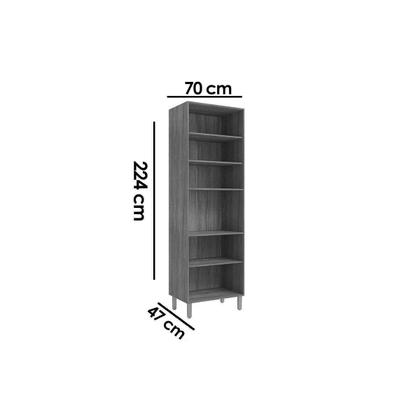 Imagem de Paneleiro de Cozinha Cristaleira Esplêndida c/ 4 Portas (2 c/ Vidro Reflecta) e 1 Nicho 70cm Cinamomo/Titanium - MGM