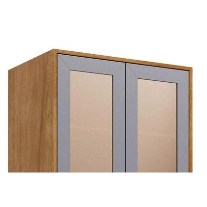 Imagem de Paneleiro de Cozinha Cristaleira Esplêndida c/ 4 Portas (2 c/ Vidro Reflecta) e 1 Nicho 70cm Cinamomo/Titanium - MGM