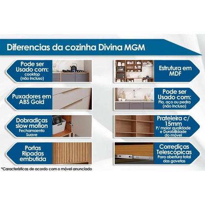 Imagem de Paneleiro de Cozinha Divina Torre Quente c/ 4 Portas 2 Fornos 70cm Freijo/Off White - MGM