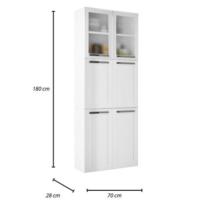 Imagem de Paneleiro de Cozinha Itatiaia 6 Portas 2 Em Vidro Florença Branco Neve