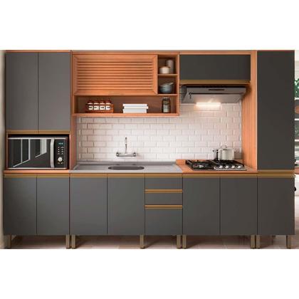 Paneleiro de Cozinha Macadâmia 70cm 4 Portas Freijo/Grafite